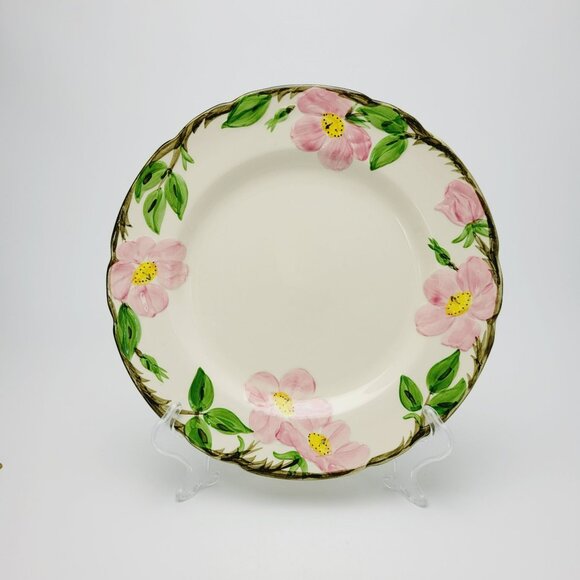 Franciscan Desert Rose DINNER Plate c.1977-79 Pink Floral Hand Painted Embossed - Picture 1 of 8